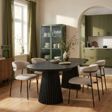 Stół fornirowany rozkładany na podstawie z lameli Osaka 120/200cm dąb czarny House Nordic