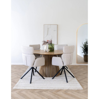 Stół fornirowany okrągły na podstawie z lameli Osaka 140cm dąb naturalny House Nordic