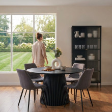 Stół fornirowany okrągły na podstawie z lameli Osaka 140cm dąb czarny House Nordic