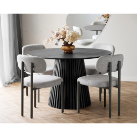 Stół fornirowany okrągły na podstawie z lameli Osaka 120cm dąb czarny House Nordic
