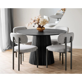 Stół fornirowany okrągły na podstawie z lameli Osaka 120cm dąb czarny House Nordic