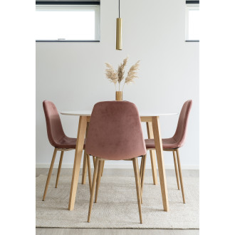 Stół okrągły skandynawski Vojens 105cm biały /naturalny House Nordic