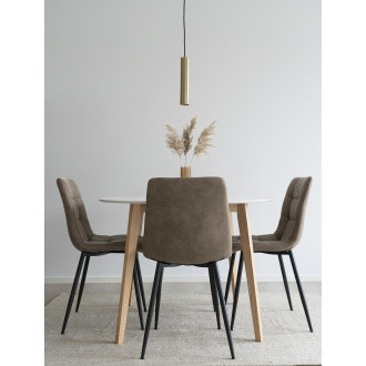 Stół okrągły skandynawski Vojens 105cm biały /naturalny House Nordic