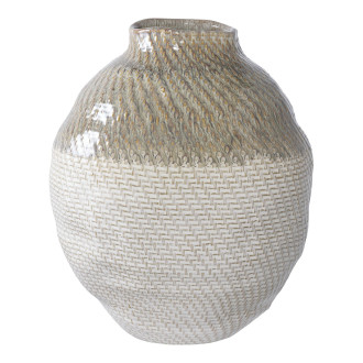 Wazon ceramiczny organiczny kształt - biało-zielony H30,5cm House Nordic