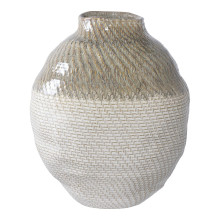 Wazon ceramiczny organiczny kształt - biało-zielony H30,5cm House Nordic
