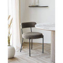Krzesło tapicerowane Badalona tkania boucle brąz /czarny House Nordic
