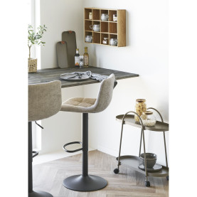 Hoker tapicerowany pikowany na czarnej nodze Middelfart szary House Nordic 2