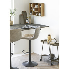 Hoker tapicerowany pikowany na czarnej nodze Middelfart szary House Nordic