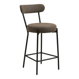 Krzesło barowe tapicerowane Badalona 65cm tkania boucle brąz /czarny House Nordic