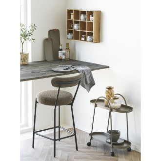 Krzesło barowe tapicerowane Badalona 65cm tkania boucle brąz /czarny House Nordic