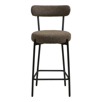 Krzesło barowe tapicerowane Badalona 65cm tkania boucle brąz /czarny House Nordic