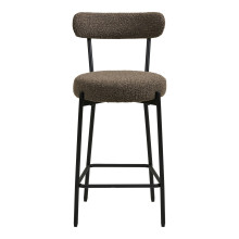 Krzesło barowe tapicerowane Badalona 65cm tkania boucle brąz /czarny House Nordic