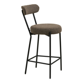 Krzesło barowe tapicerowane Badalona 65cm tkania boucle brąz /czarny House Nordic