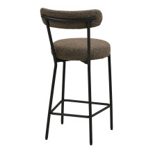 Krzesło barowe tapicerowane Badalona 65cm tkania boucle brąz /czarny House Nordic