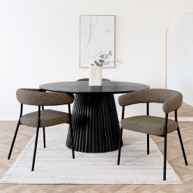 Krzesło tapicerowane Trivio boucle brąz / czarny House Nordic 2