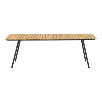 Stół ogrodowy z drewnianym blatem Cleveland 220x90cm drewno tekowe / czarny House Nordic