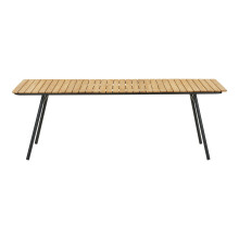 Stół ogrodowy z drewnianym blatem Cleveland 220x90cm drewno tekowe / czarny House Nordic