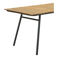 Stół ogrodowy z drewnianym blatem Cleveland 220x90cm drewno tekowe / czarny House Nordic