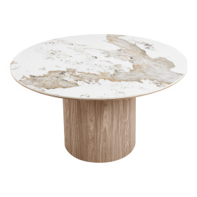 Stół okrągły z ceramicznym blatem na ryflowanej jednej nodze Athens 140cm ceramika / brąz House Nordic 2