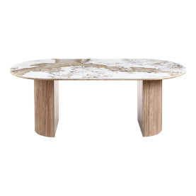 Stół owalny z ceramicznym blatem na ryflowanej podstawie Athens 210x100cm ceramika / brąz House Nordic 2