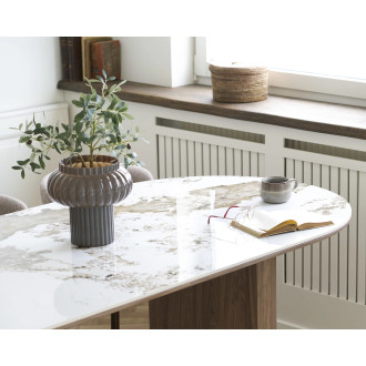 Stół owalny z ceramicznym blatem na ryflowanej podstawie Athens 210x100cm ceramika / brąz House Nordic