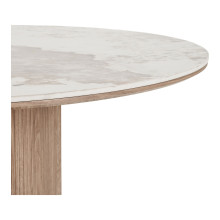 Stół okrągły z ceramicznym blatem na ryflowanej jednej nodze Athens 120cm ceramika / brąz House Nordic