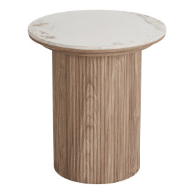 Stolik boczny z ceramicznym blatem na ryflowanej nodze Athens 80cm ceramika / brąz House Nordic