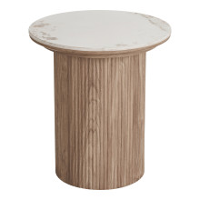 Stolik boczny z ceramicznym blatem na ryflowanej nodze Athens 80cm ceramika / brąz House Nordic