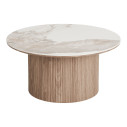 Stolik okrągły z ceramicznym blatem na ryflowanej nodze Athens 80cm ceramika / brąz House Nordic