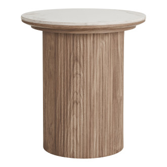 Stolik boczny z ceramicznym blatem na ryflowanej nodze Athens 80cm ceramika / brąz House Nordic