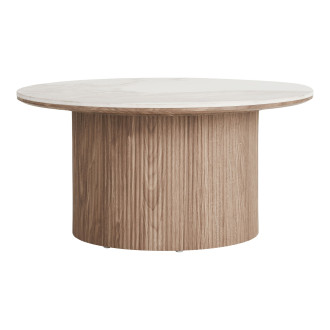 Stolik okrągły z ceramicznym blatem na ryflowanej nodze Athens 80cm ceramika / brąz House Nordic