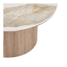 Stolik okrągły z ceramicznym blatem na ryflowanej nodze Athens 80cm ceramika / brąz House Nordic