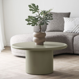 Stolik kawowy okrągły na kolumnowej nodze Nagano 80cm zielony House Nordic
