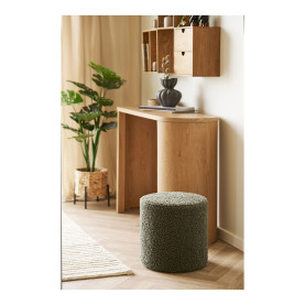 Pufa okrągła Ejby 34cm tkanina teddy zielona House Nordic