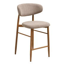Krzesło barowe tapicerowane Levanto 65cm piaskowy / dąb House Nordic