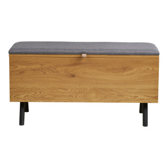 Ławka ze schowkiem do przedpokoju Barco 92cm szary / drewno House Nordic