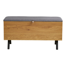 Ławka ze schowkiem do przedpokoju Barco 92cm szary / drewno House Nordic