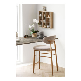 Krzesło barowe tapicerowane Levanto 65cm piaskowy / dąb House Nordic 2