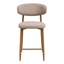 Krzesło barowe tapicerowane Levanto 65cm piaskowy / dąb House Nordic