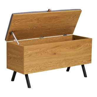 Ławka ze schowkiem do przedpokoju Barco 92cm szary / drewno House Nordic
