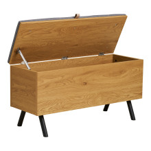 Ławka ze schowkiem do przedpokoju Barco 92cm szary / drewno House Nordic