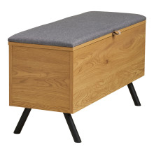 Ławka ze schowkiem do przedpokoju Barco 92cm szary / drewno House Nordic