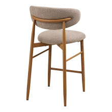 Krzesło barowe tapicerowane Levanto 65cm piaskowy / dąb House Nordic