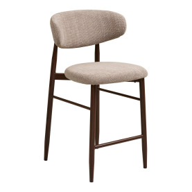 Krzesło barowe tapicerowane Levanto 65cm piaskowy / orzech House Nordic