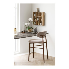 Krzesło barowe tapicerowane Levanto 65cm piaskowy / orzech House Nordic 2