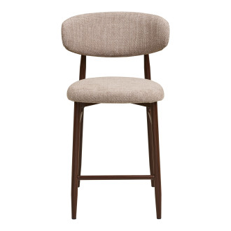 Krzesło barowe tapicerowane Levanto 65cm piaskowy / orzech House Nordic