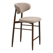 Krzesło barowe tapicerowane Levanto 65cm piaskowy / orzech House Nordic