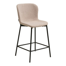 Krzesło barowe tapicerowane tkanina boucle Maceda 65cm beżowy / czarny House Nordic