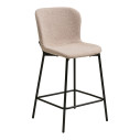 Krzesło barowe tapicerowane tkanina boucle Maceda 65cm beżowy / czarny House Nordic