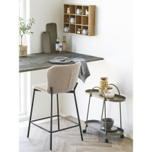 Krzesło barowe tapicerowane tkanina boucle Maceda 65cm beżowy / czarny House Nordic